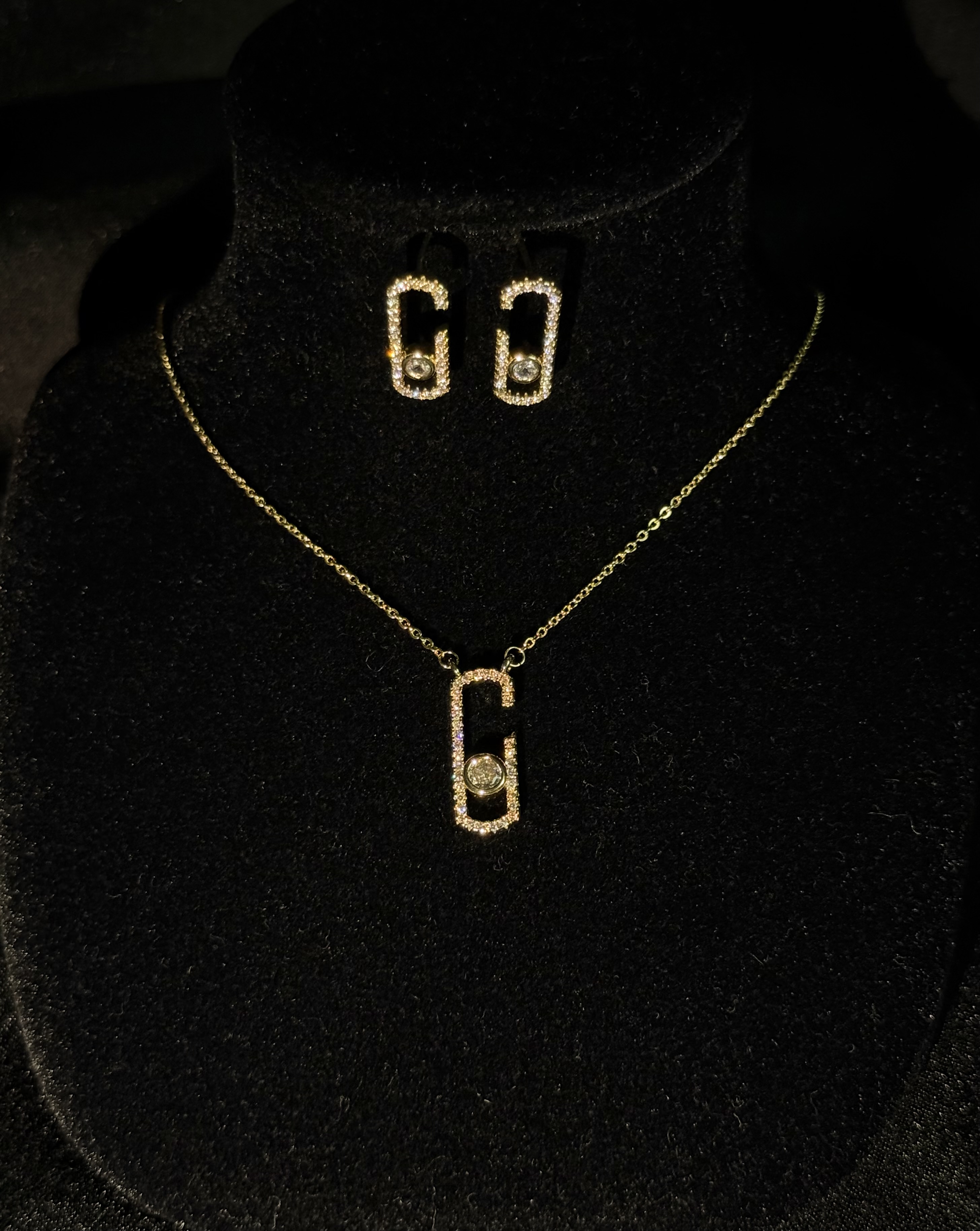 Gold Taşlı Kolye Set